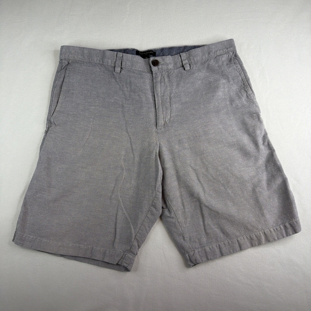 Banana Republic Linen Blend Shorts Men's 36 Gray Flat Front Casual Chino